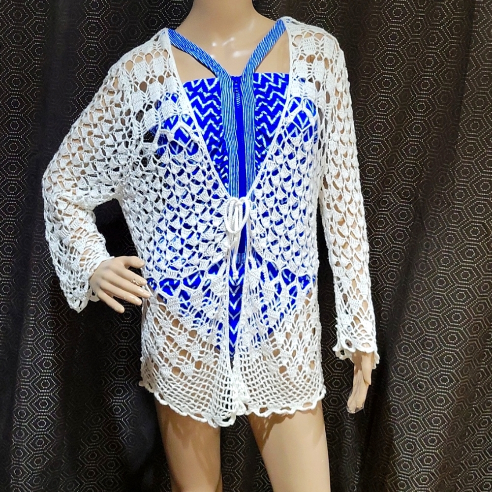 Caslon cover up top for over swimsuit, or as a cardigan 100% Cotton